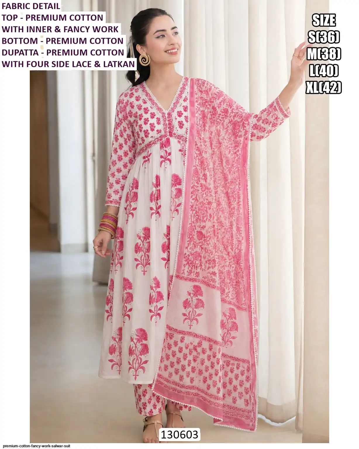 PREMIUM COTTON FANCY WORK SALWAR SUIT 130603