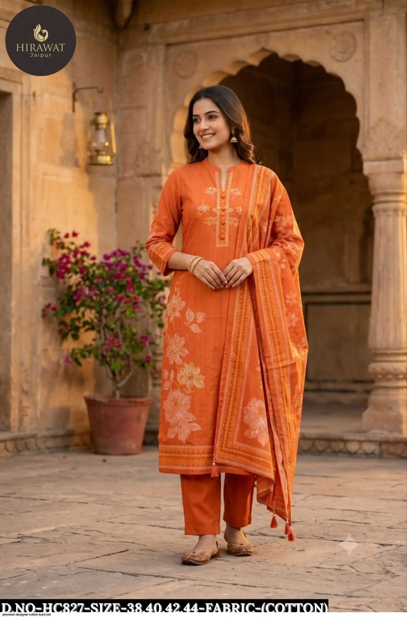 PREMIUM DESIGNER COTTON KURTI SET HC827