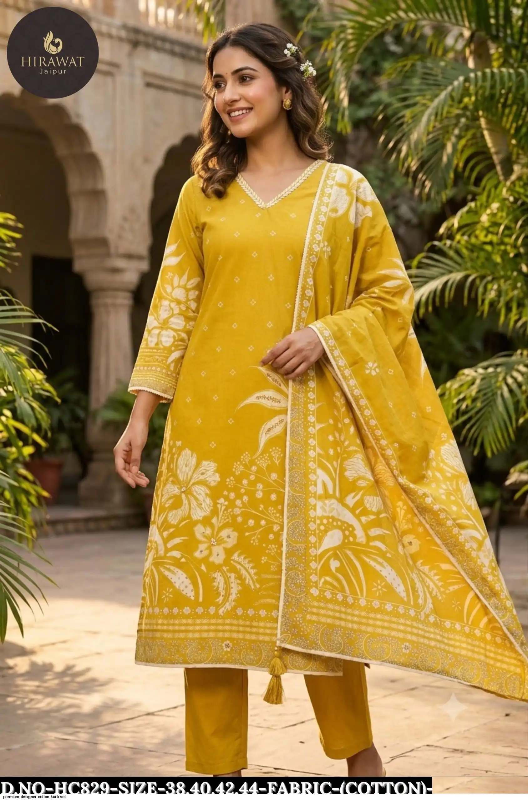 PREMIUM DESIGNER COTTON KURTI SET HC829