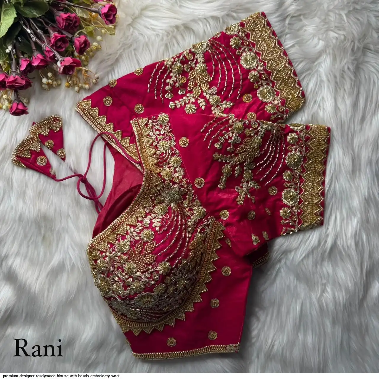 PREMIUM DESIGNER READYMADE BLOUSE WITH BEADS EMBROIDERY WORK 3
