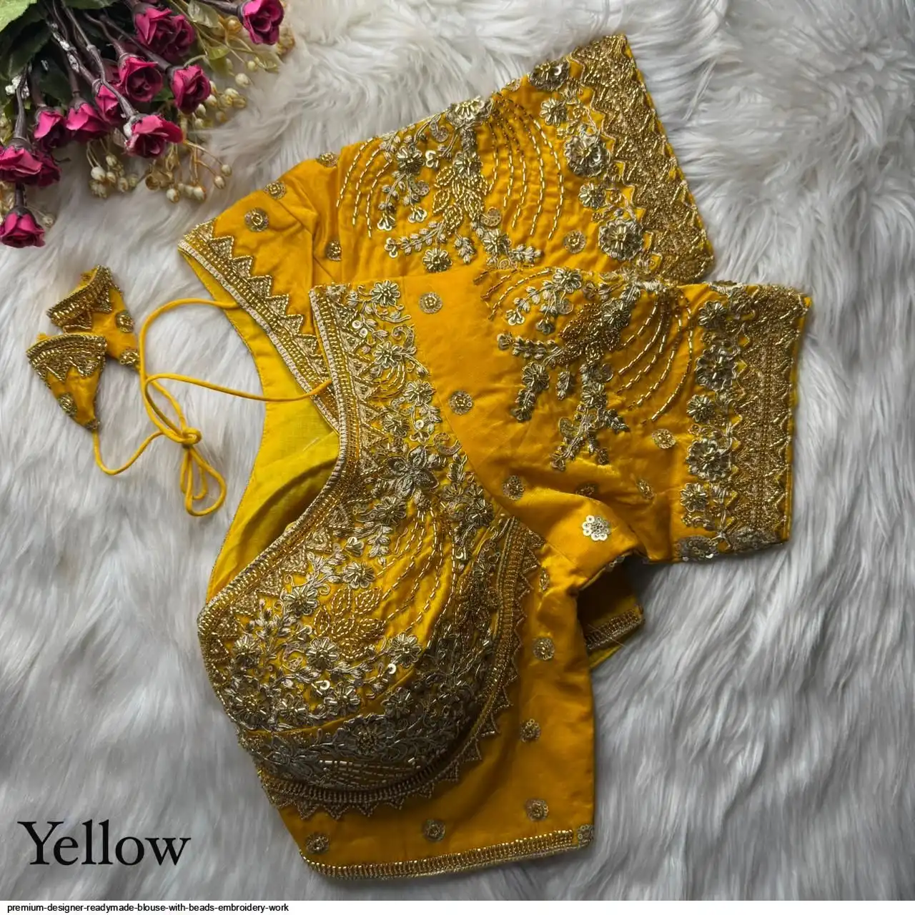 PREMIUM DESIGNER READYMADE BLOUSE WITH BEADS EMBROIDERY WORK 6