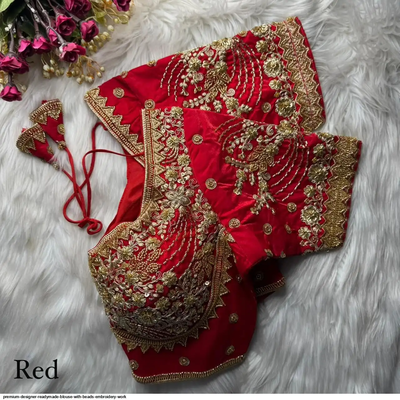 PREMIUM DESIGNER READYMADE BLOUSE WITH BEADS EMBROIDERY WORK 5