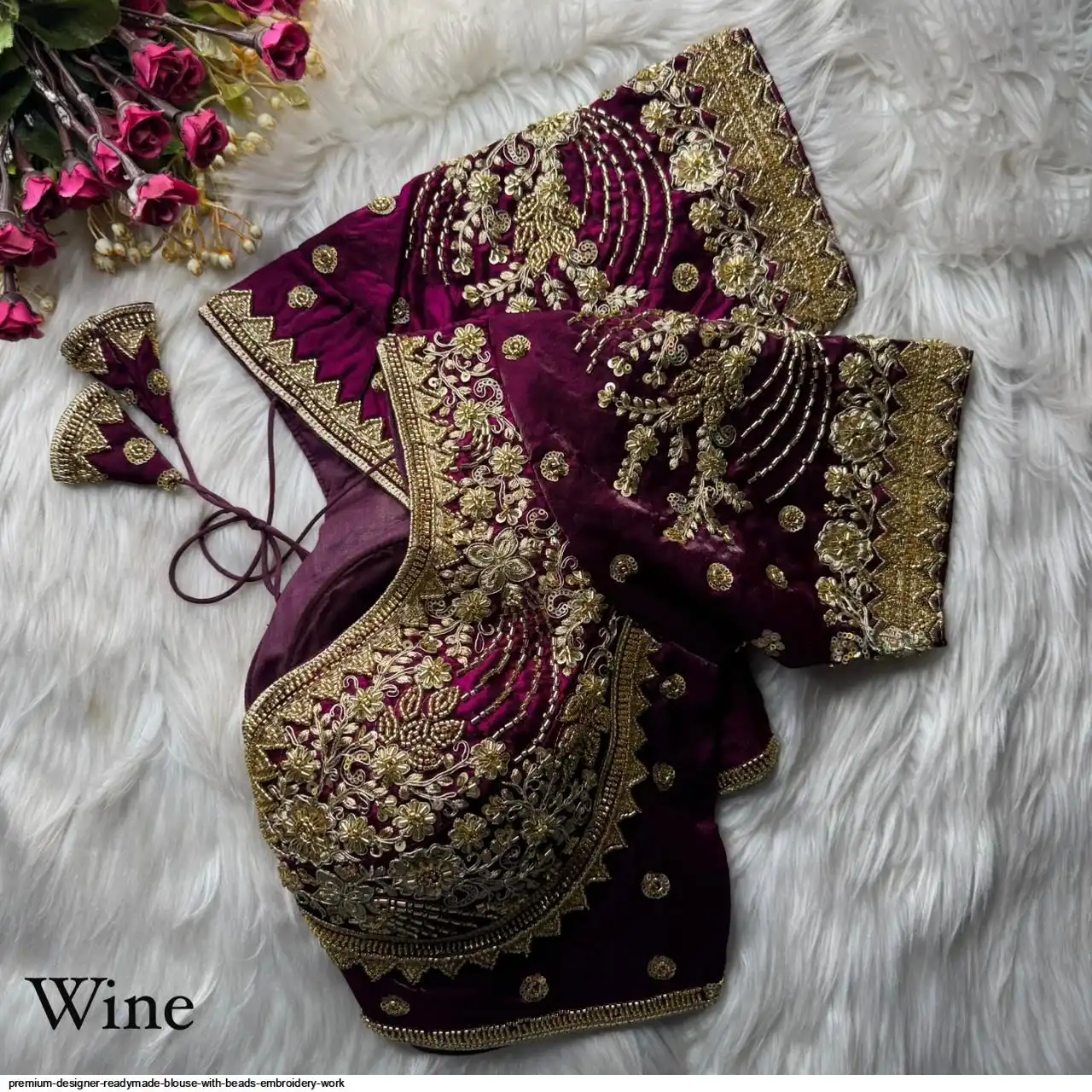 PREMIUM DESIGNER READYMADE BLOUSE WITH BEADS EMBROIDERY WORK 7