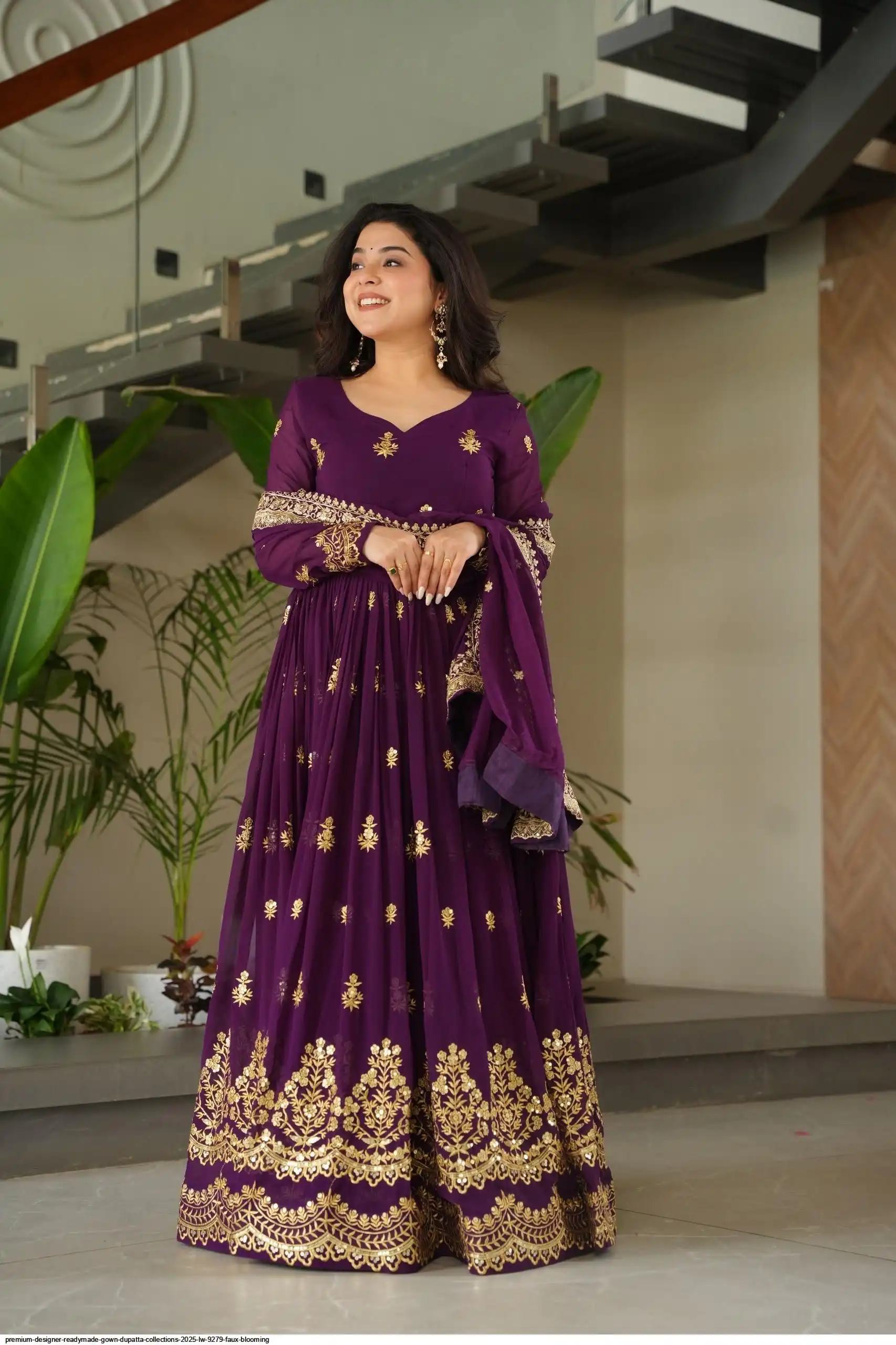 PREMIUM DESIGNER READYMADE GOWN DUPATTA COLLECTIONS 2025 LW 9279 FAUX BLOOMING 1