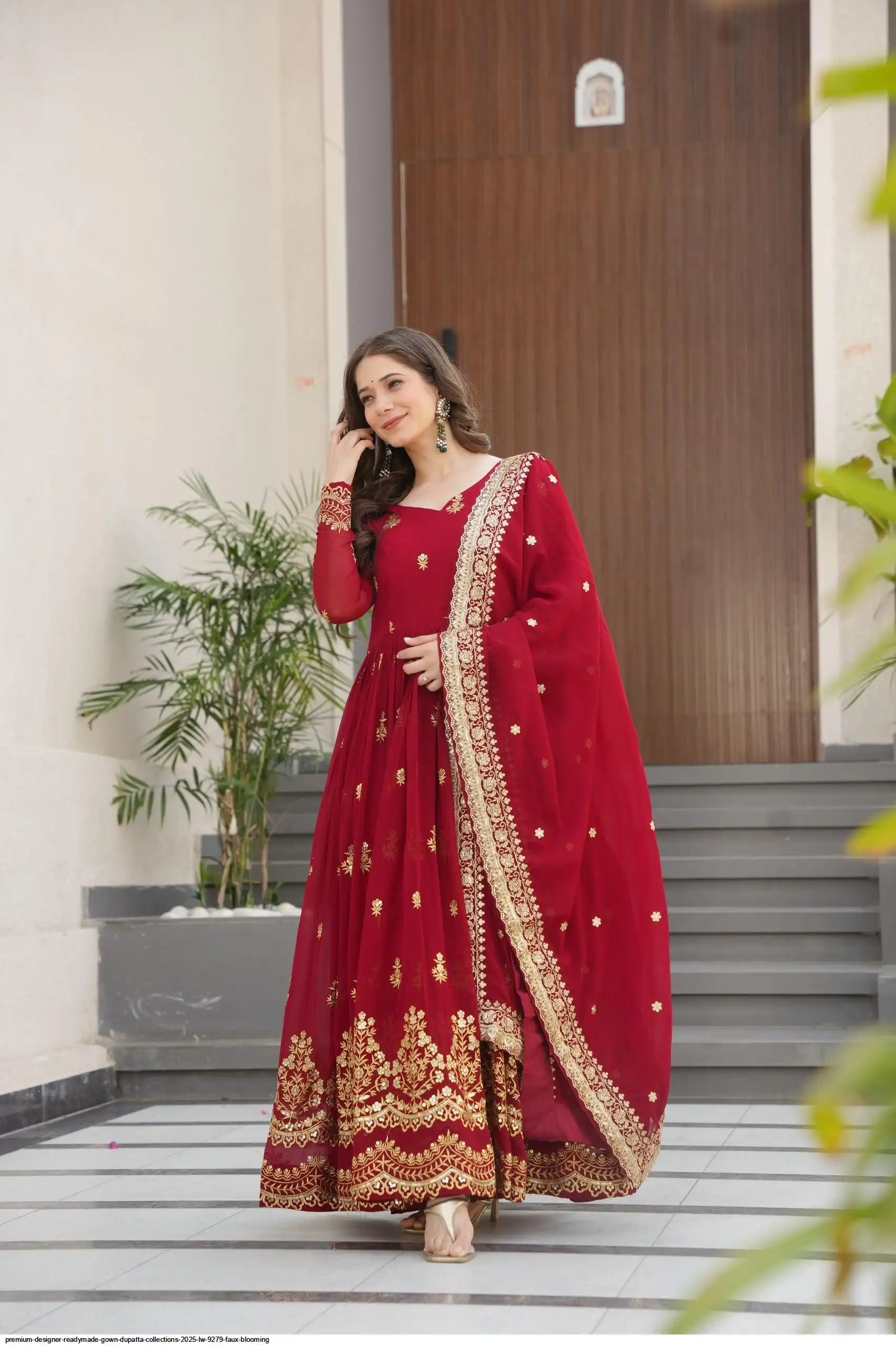 PREMIUM DESIGNER READYMADE GOWN DUPATTA COLLECTIONS 2025 LW 9279 FAUX BLOOMING 2