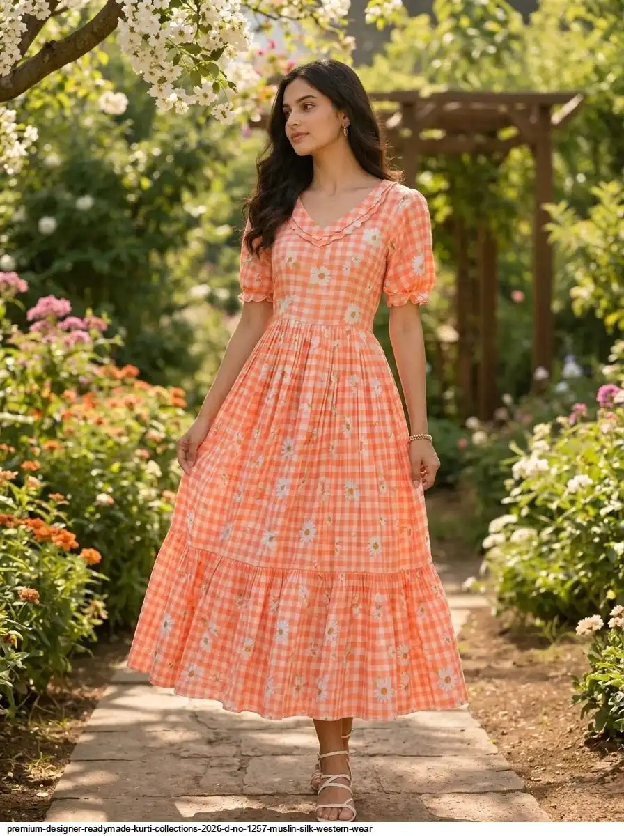 PREMIUM DESIGNER READYMADE KURTI COLLECTIONS 2026 D NO 1257 MUSLIN SILK WESTERN WEAR B