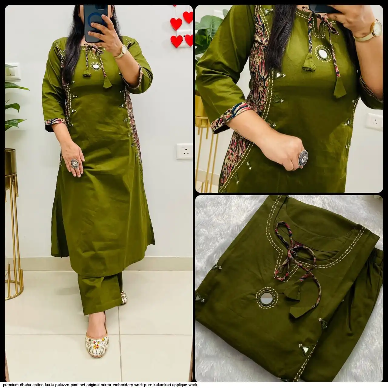 PREMIUM DHABU COTTON KURTA PALAZZO PANT C