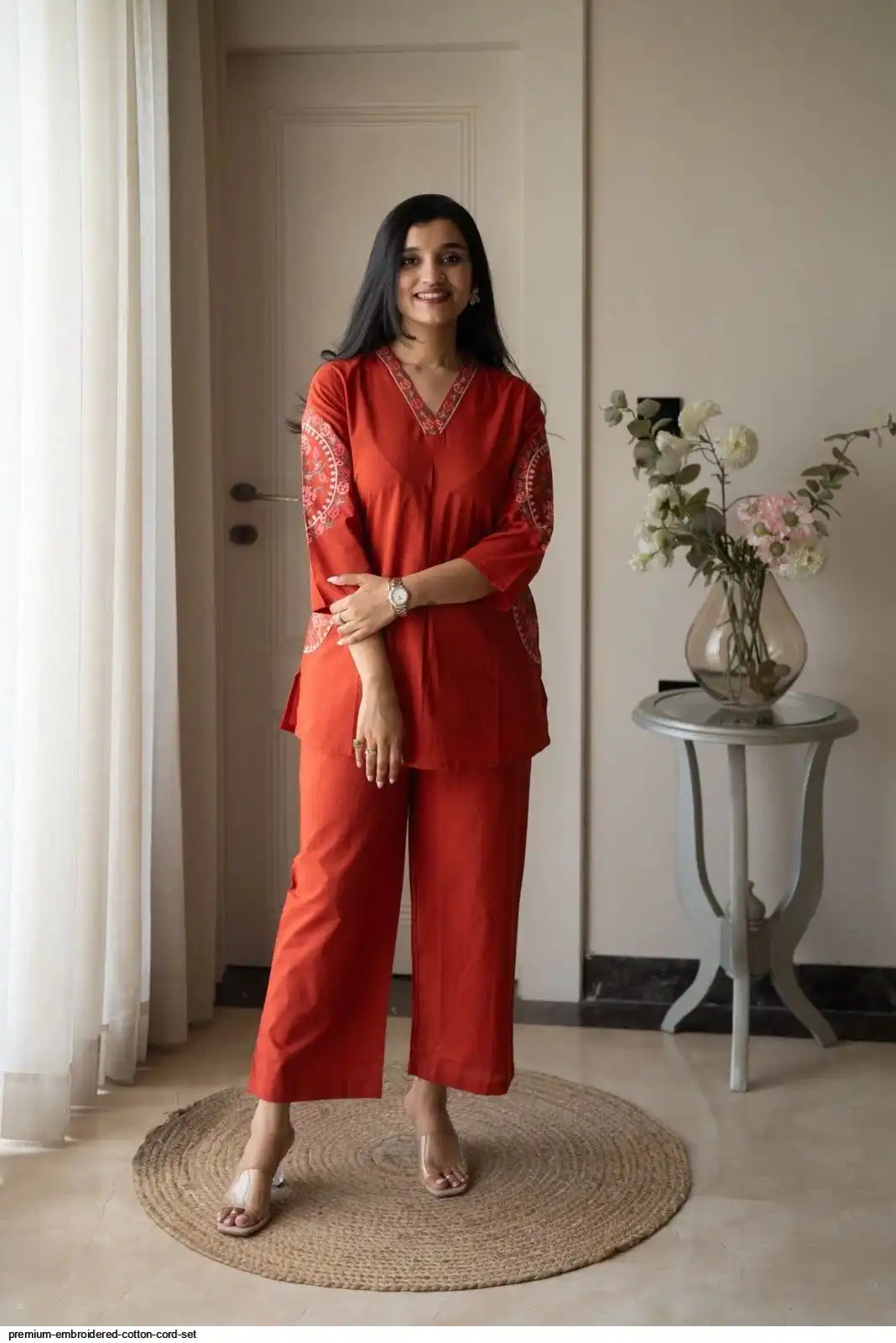 PREMIUM EMBROIDERED COTTON CORD SET A