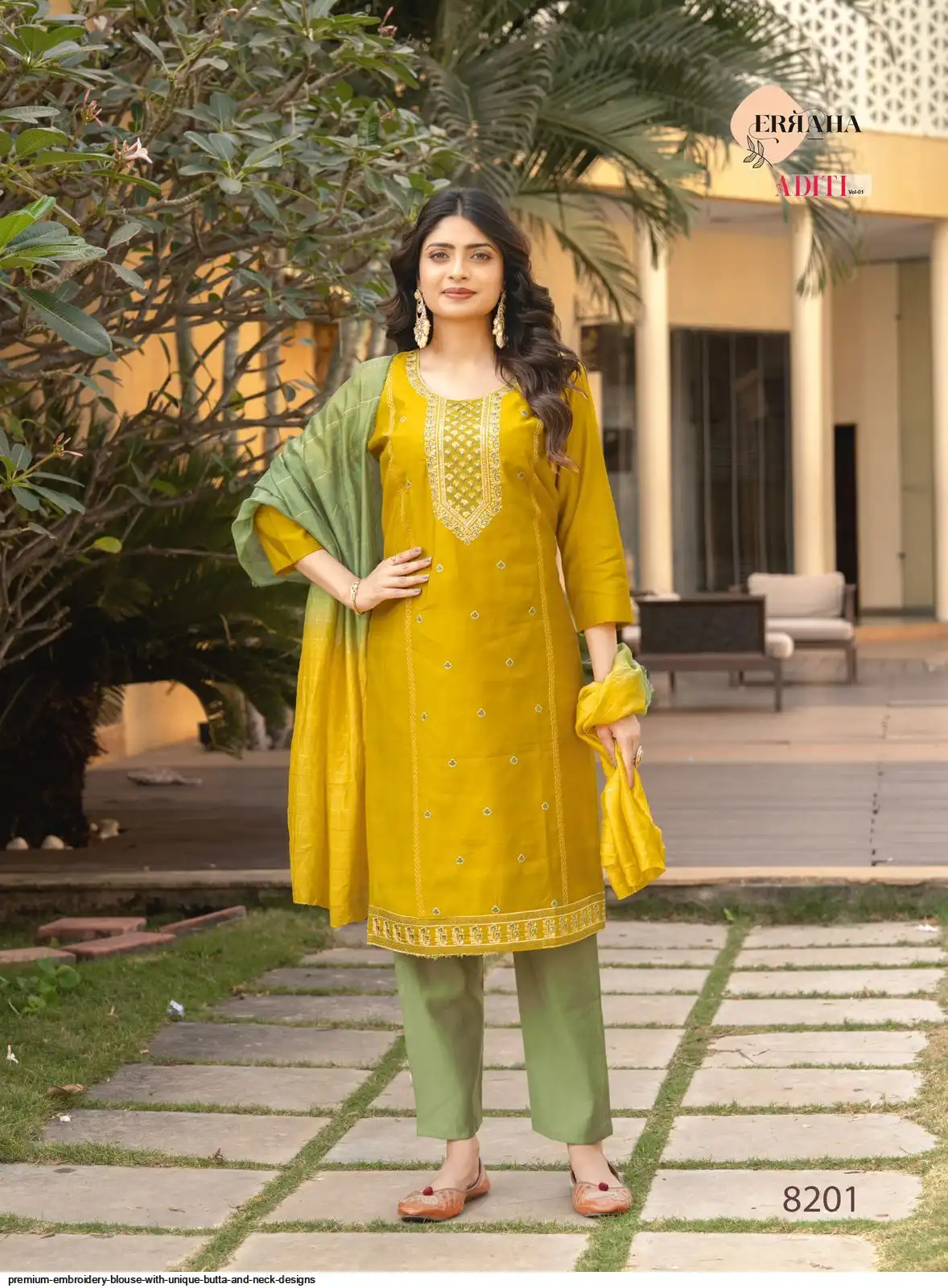 PREMIUM EMBROIDERY BLOUSE WITH UNIQUE BUTTA AND NECK DESIGNS 8