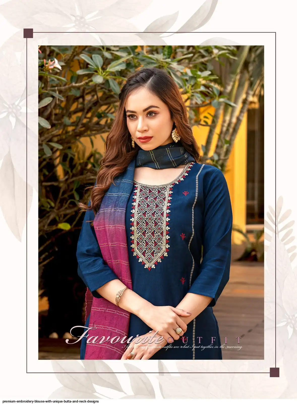 PREMIUM EMBROIDERY BLOUSE WITH UNIQUE BUTTA AND NECK DESIGNS 7