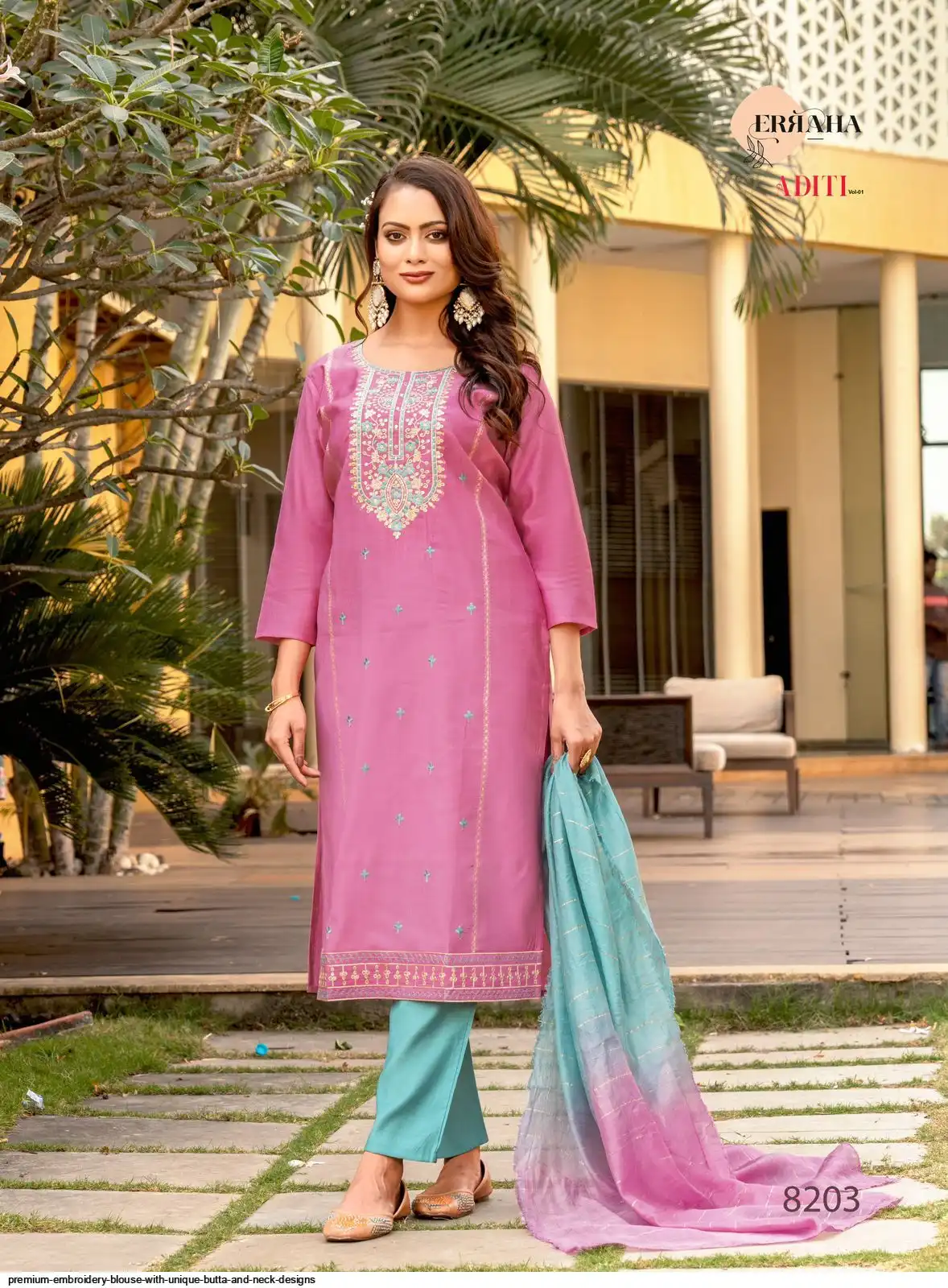 PREMIUM EMBROIDERY BLOUSE WITH UNIQUE BUTTA AND NECK DESIGNS 6