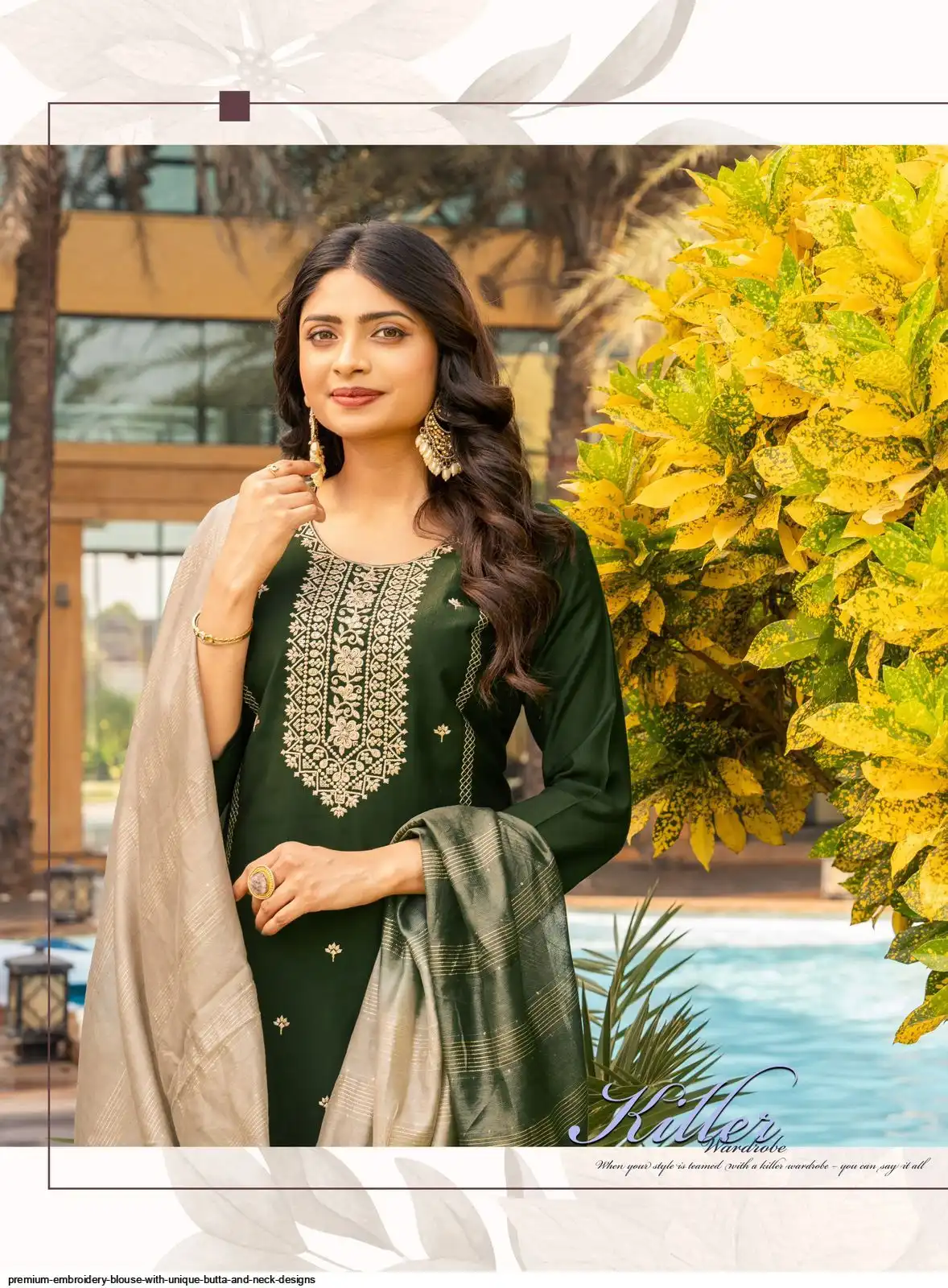PREMIUM EMBROIDERY BLOUSE WITH UNIQUE BUTTA AND NECK DESIGNS 5