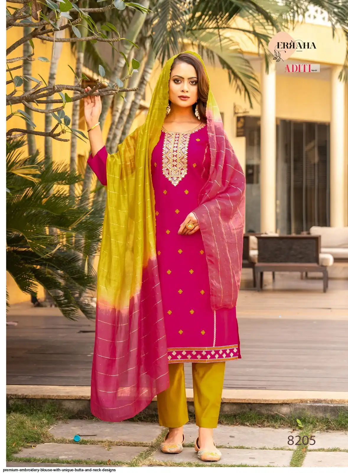 PREMIUM EMBROIDERY BLOUSE WITH UNIQUE BUTTA AND NECK DESIGNS 4