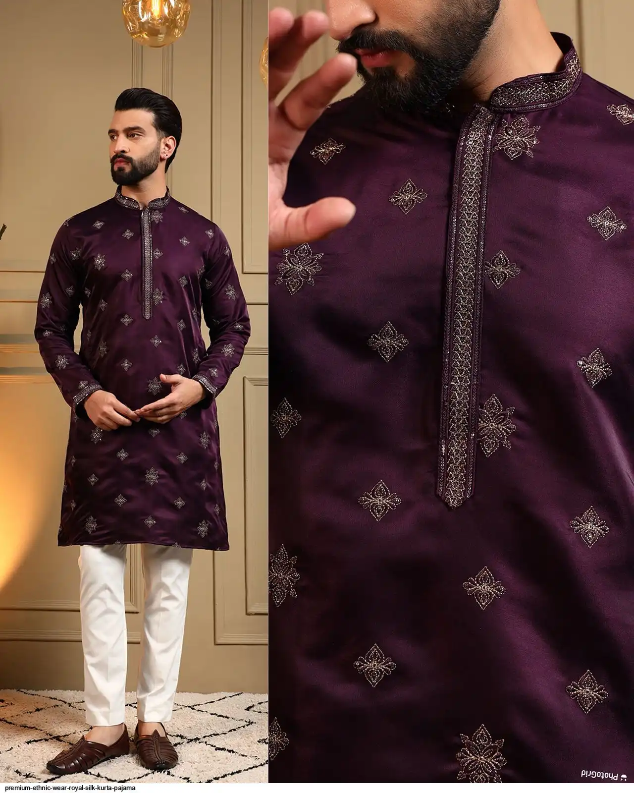 PREMIUM ETHNIC WEAR ROYAL SILK KURTA PAJAMA D
