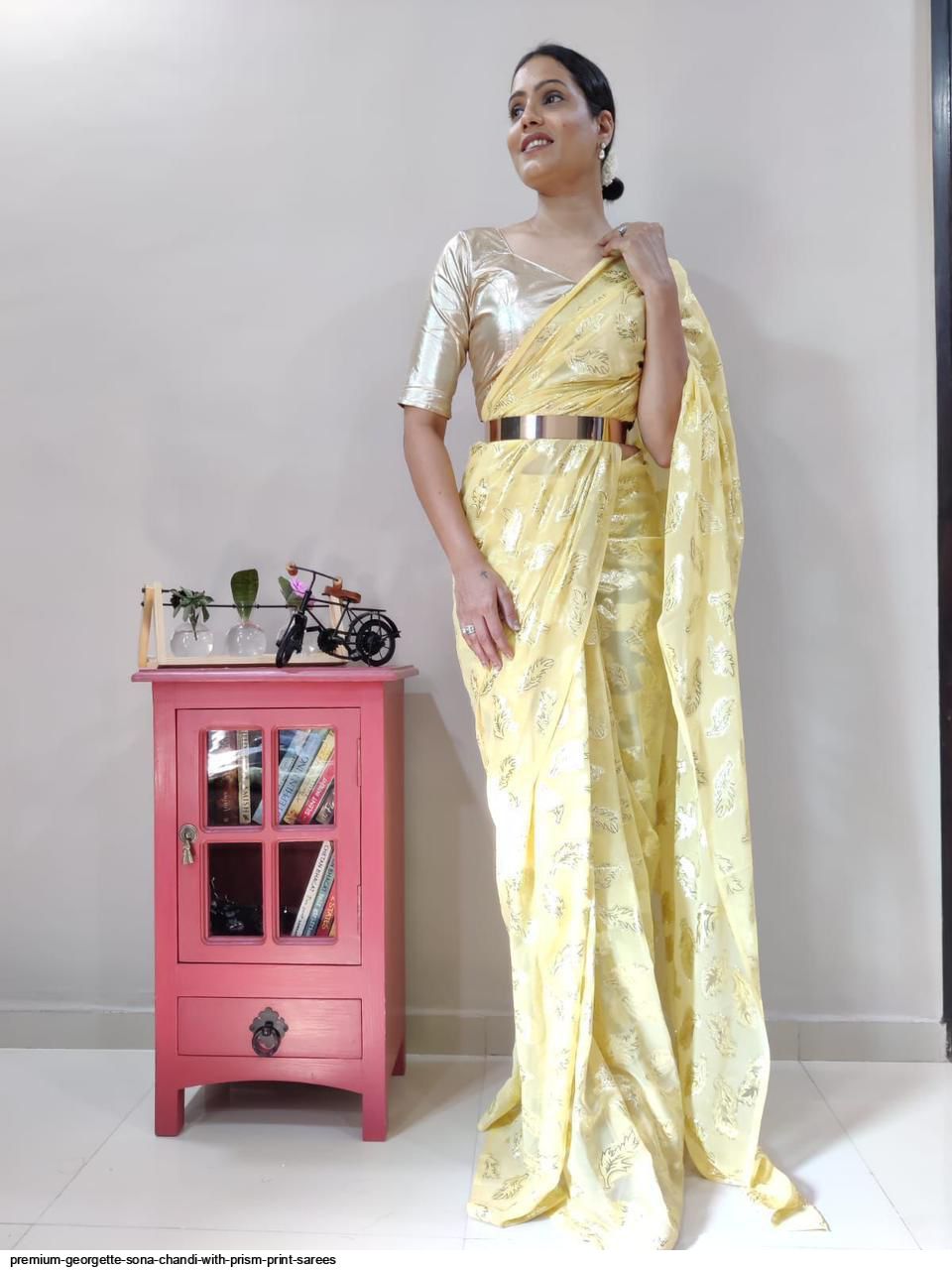 PREMIUM GEORGETTE SONA CHANDI WITH PRISM PRINT SAREES B