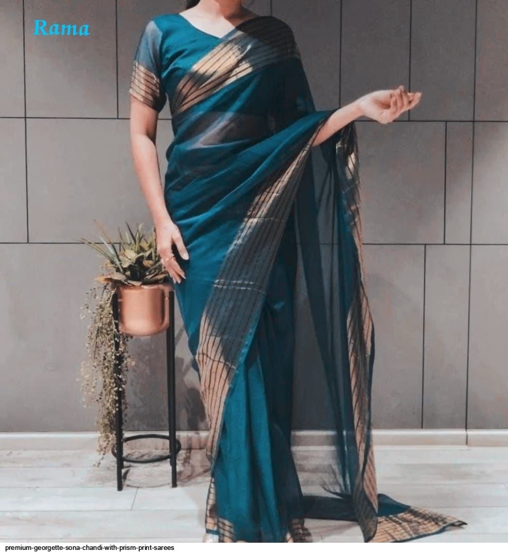 PREMIUM GEORGETTE SONA CHANDI WITH PRISM PRINT SAREES S