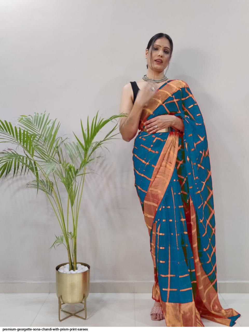 PREMIUM GEORGETTE SONA CHANDI WITH PRISM PRINT SAREES C