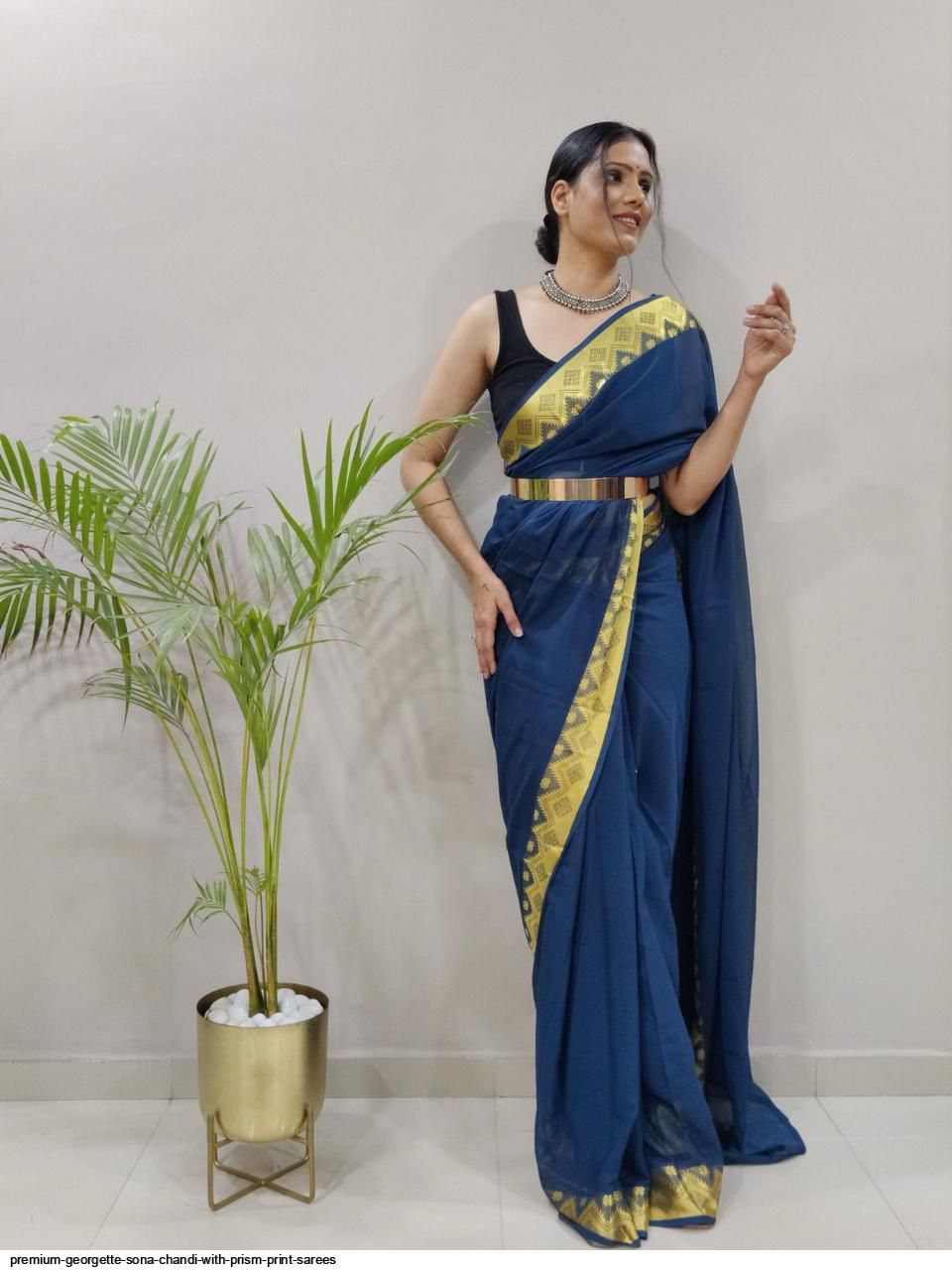PREMIUM GEORGETTE SONA CHANDI WITH PRISM PRINT SAREES P