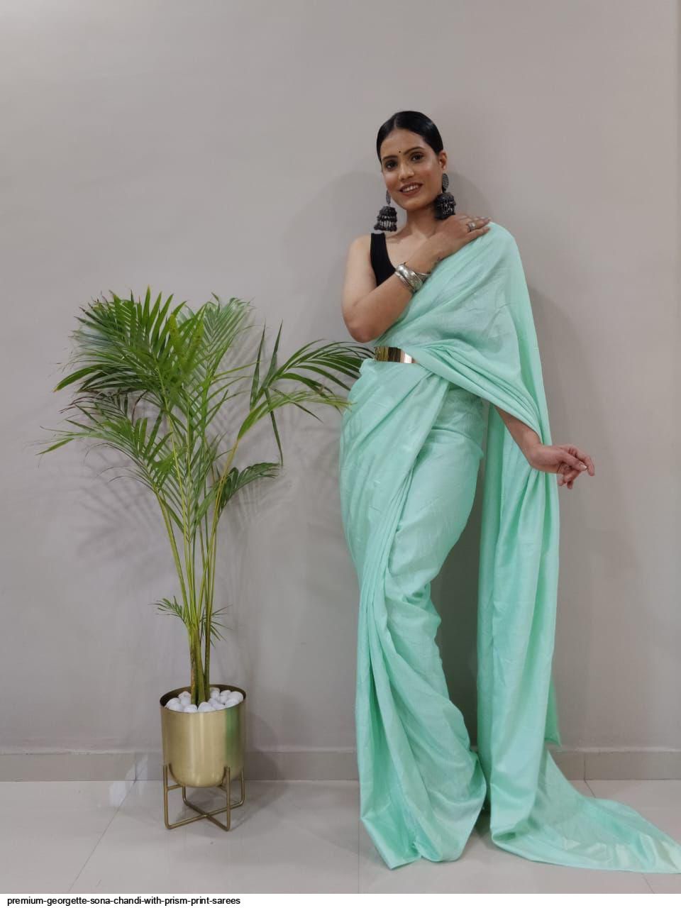 PREMIUM GEORGETTE SONA CHANDI WITH PRISM PRINT SAREES M