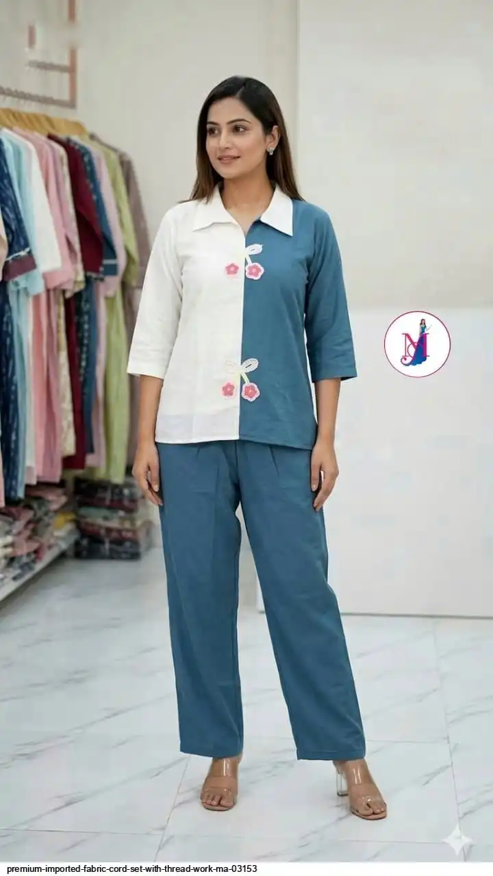 PREMIUM IMPORTED FABRIC CORD SET WITH THREAD WORK MA 03153 A
