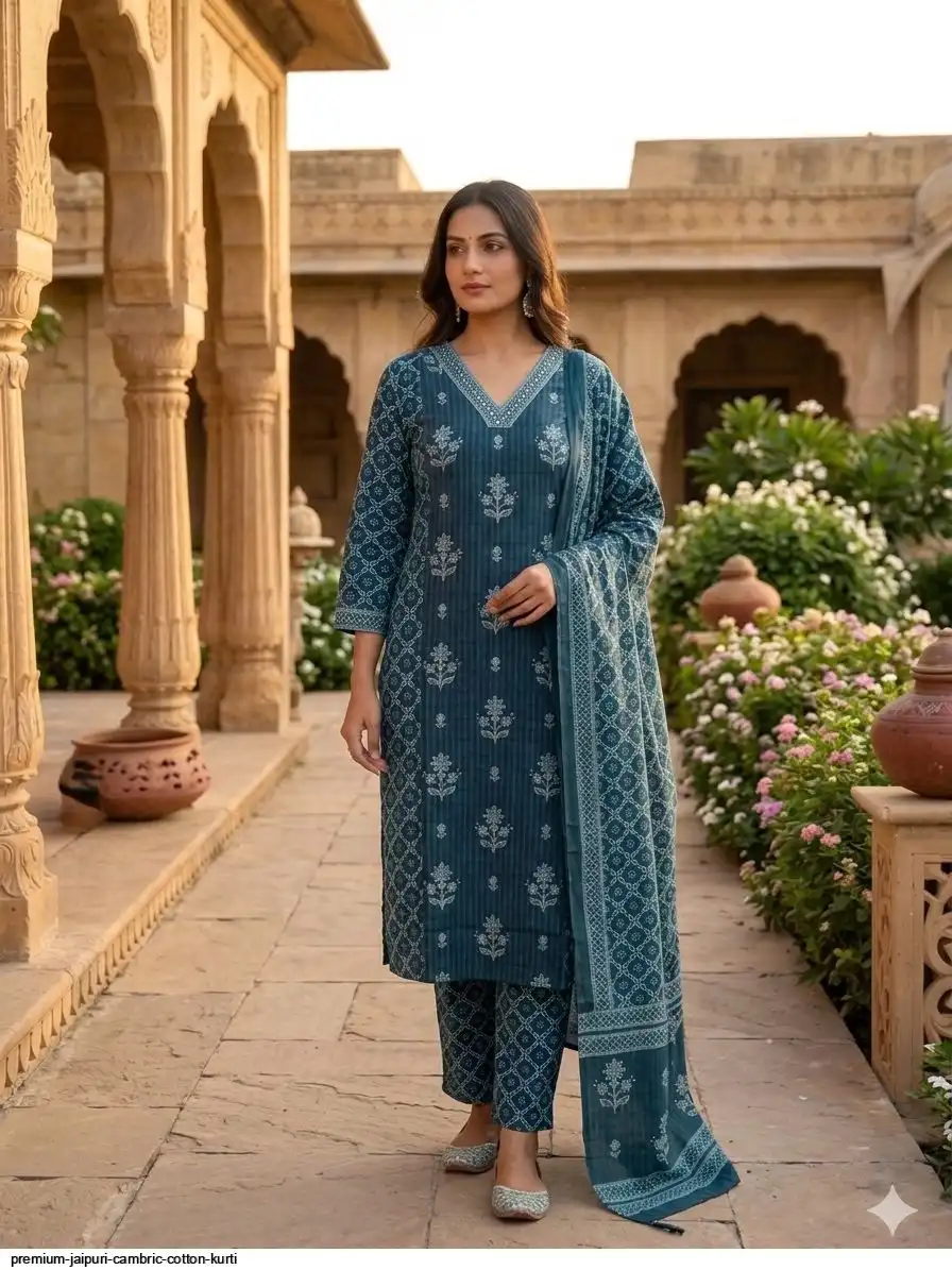 PREMIUM JAIPURI CAMBRIC COTTON KURTI E