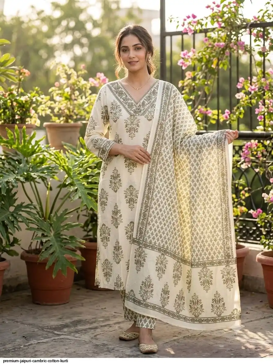 PREMIUM JAIPURI CAMBRIC COTTON KURTI D