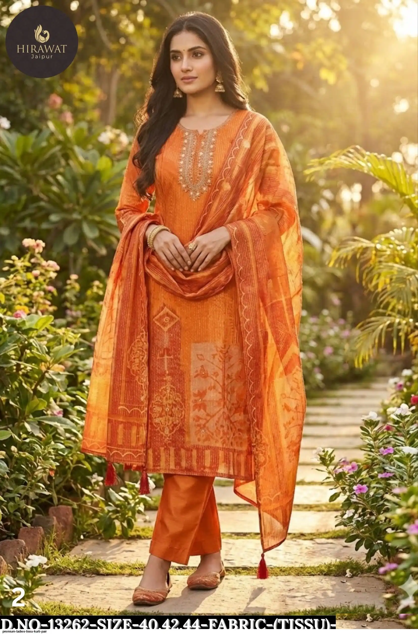PREMIUM LADIES TISSU KURTI PAIR 13262
