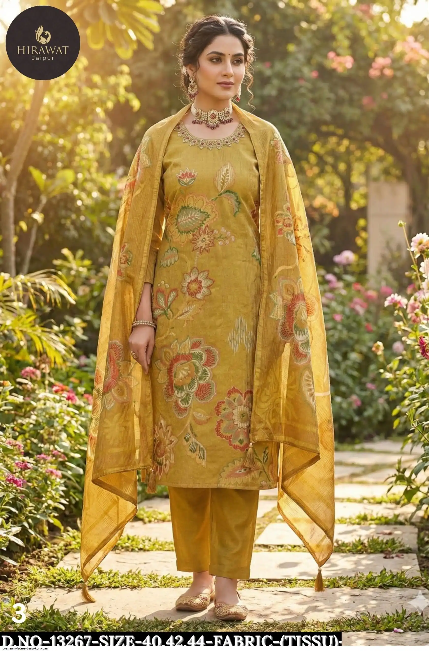 PREMIUM LADIES TISSU KURTI PAIR 13267