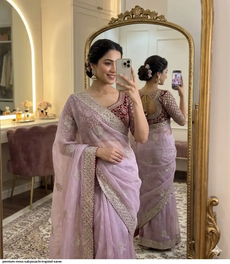 PREMIUM MOSS SABYASACHI INSPIRED SAREE 2