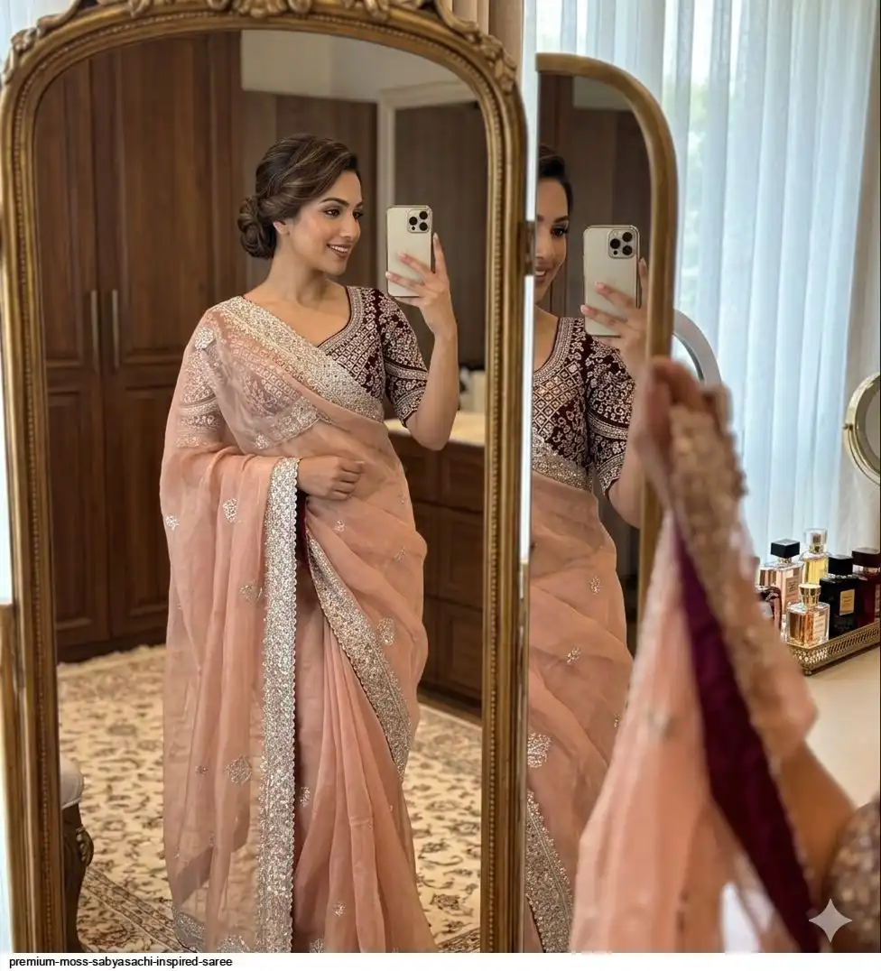 PREMIUM MOSS SABYASACHI INSPIRED SAREE 4