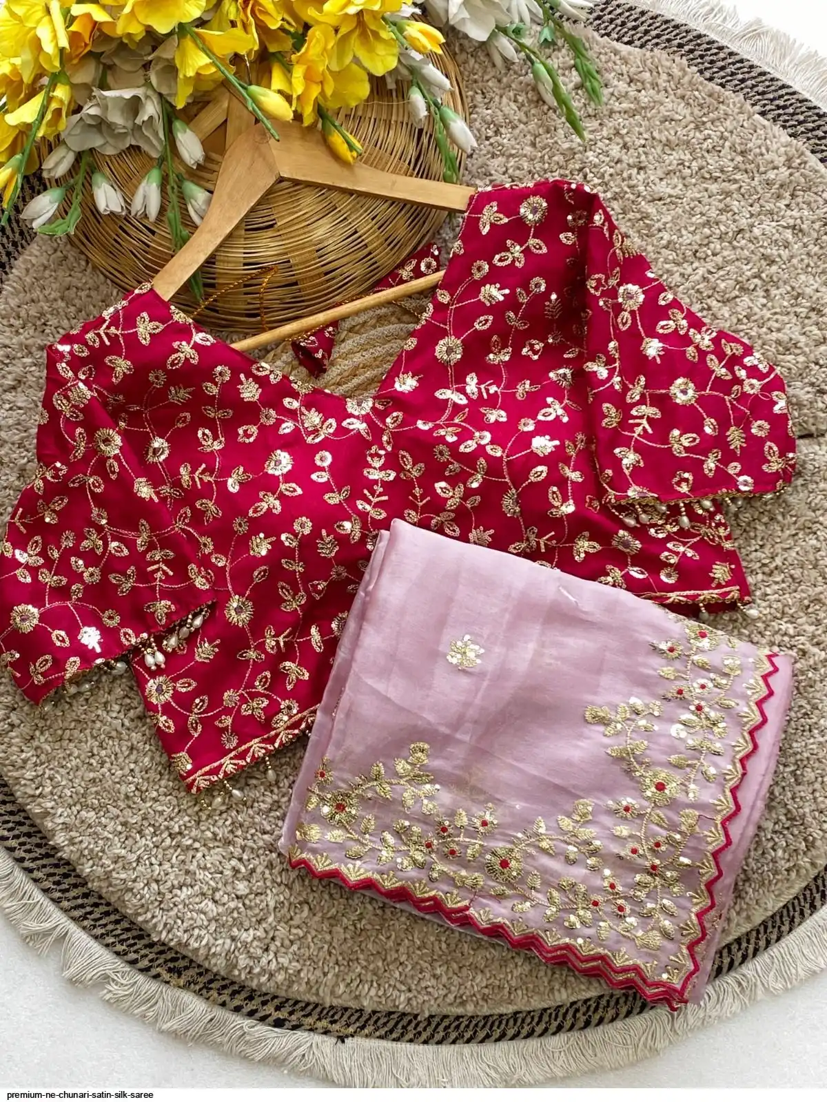 PREMIUM NE CHUNARI SATIN SILK SAREE 1