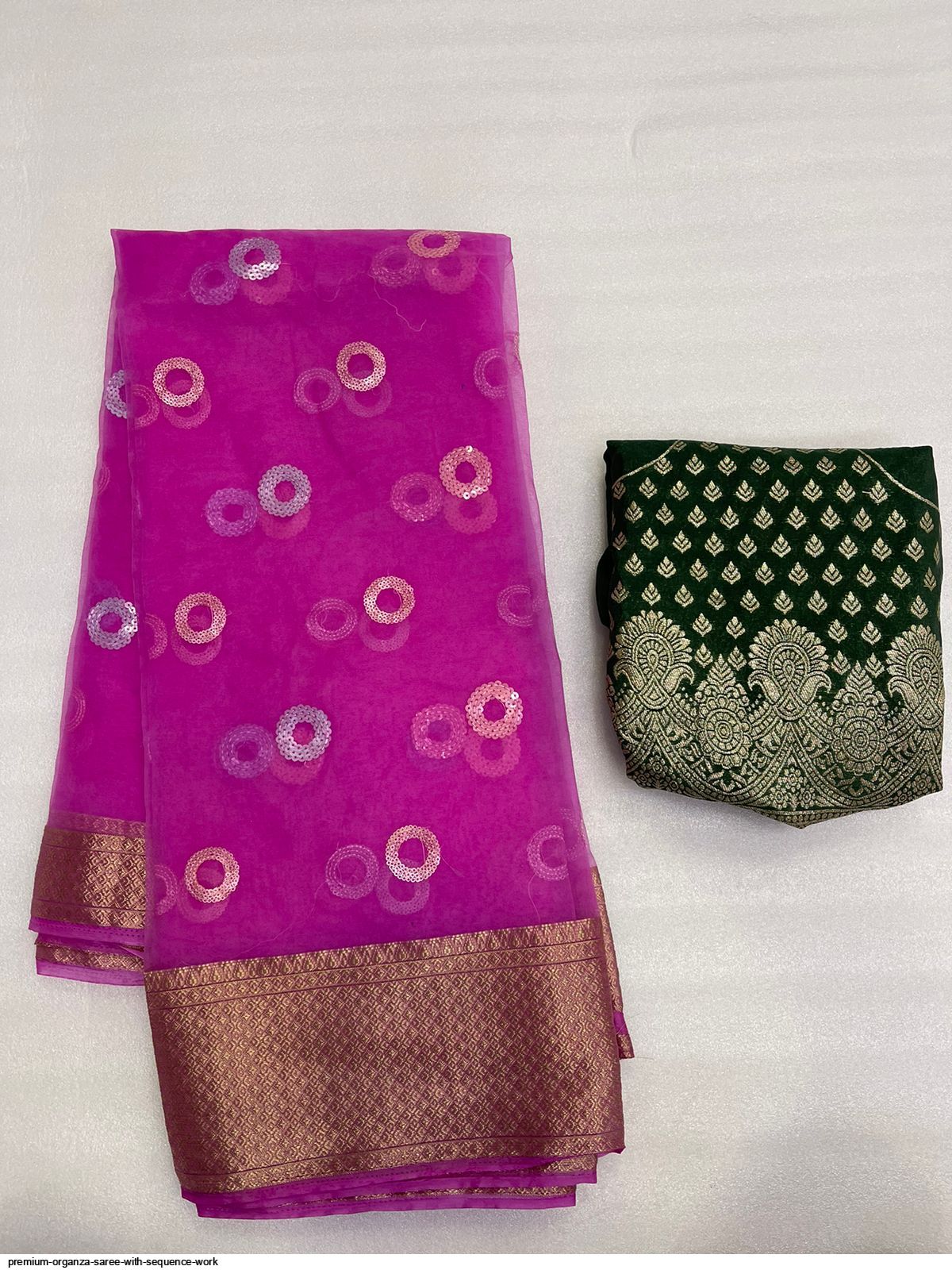 PREMIUM ORGANZA SAREE WITH SEQUENCE WORK