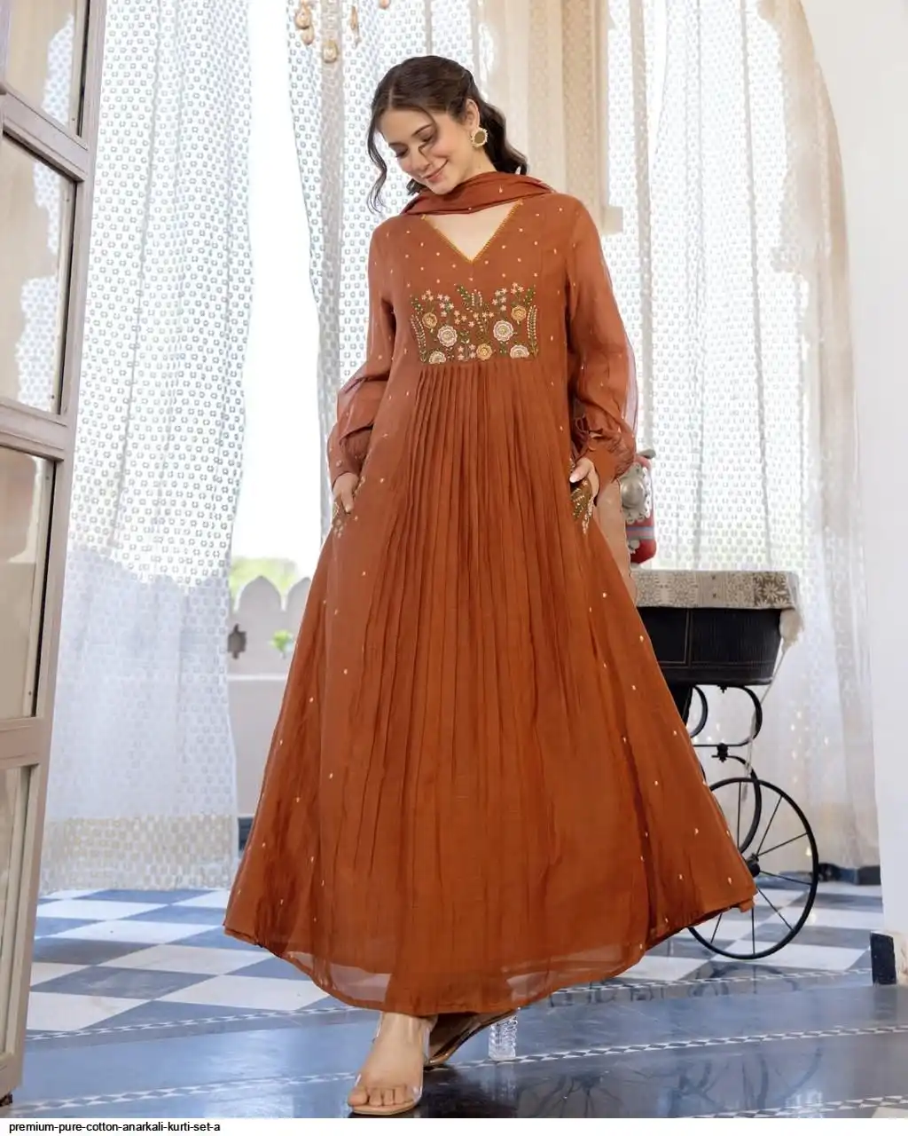 pure cotton anarkali dress premium pure cotton anarkali kurtI SET A