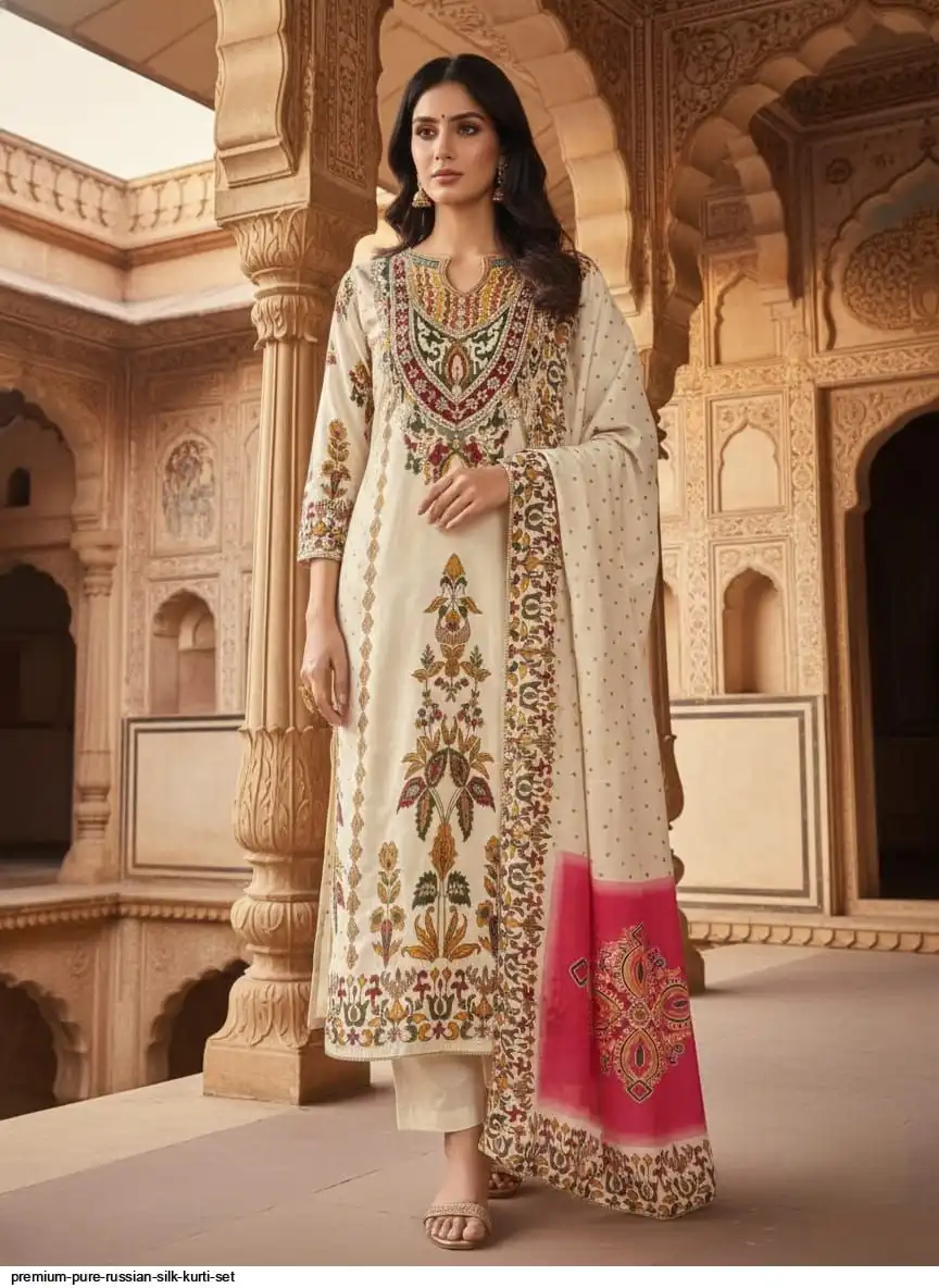 PREMIUM PURE RUSSIAN SILK KURTI SET B