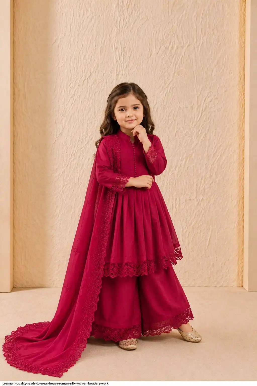 PREMIUM QUALITY READY TO WEAR HEAVY ROMAN SILLK WITH EMBROIDERY WORK 1
