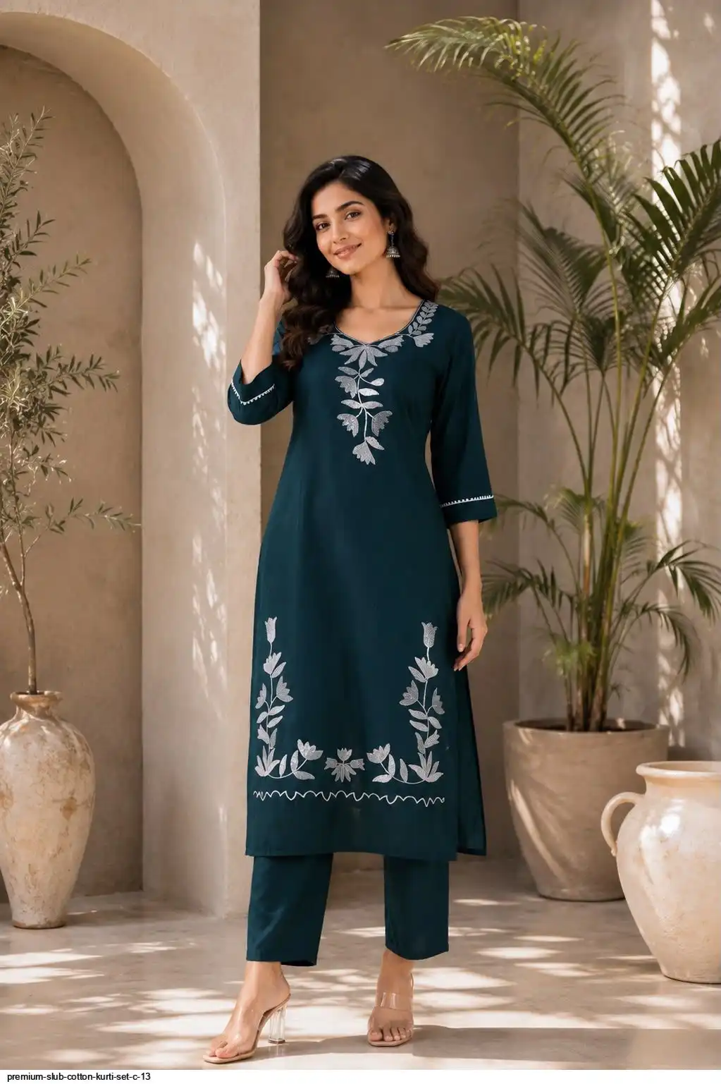 PREMIUM SLUB COTTON KURTI SET C 13 B
