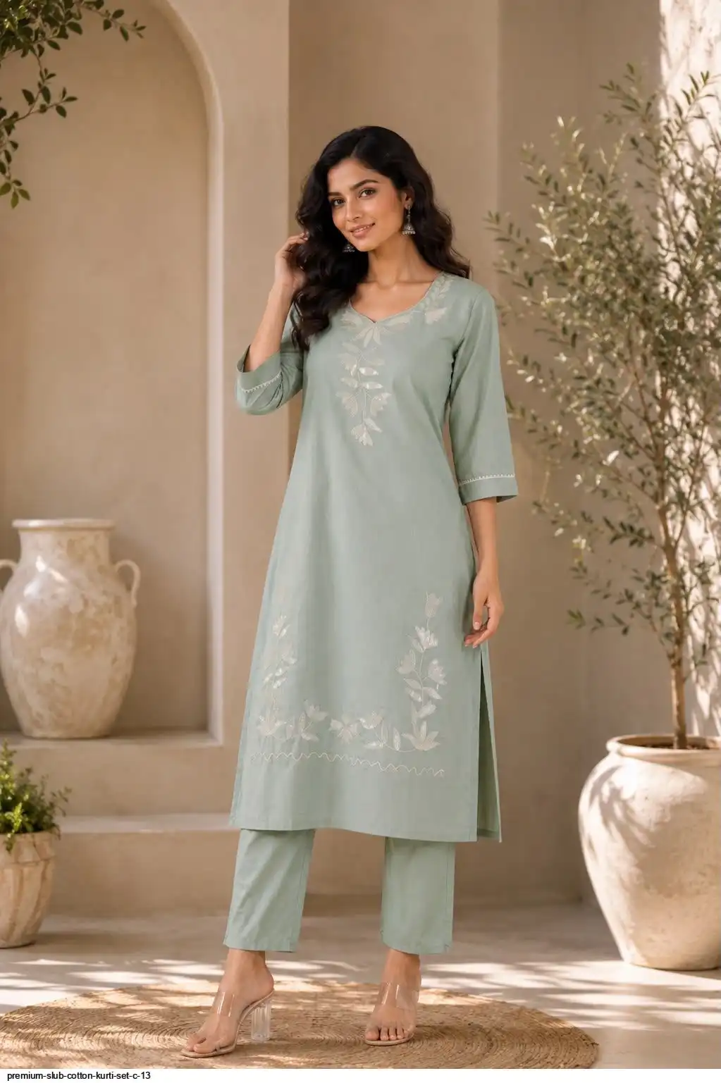 PREMIUM SLUB COTTON KURTI SET C 13 D