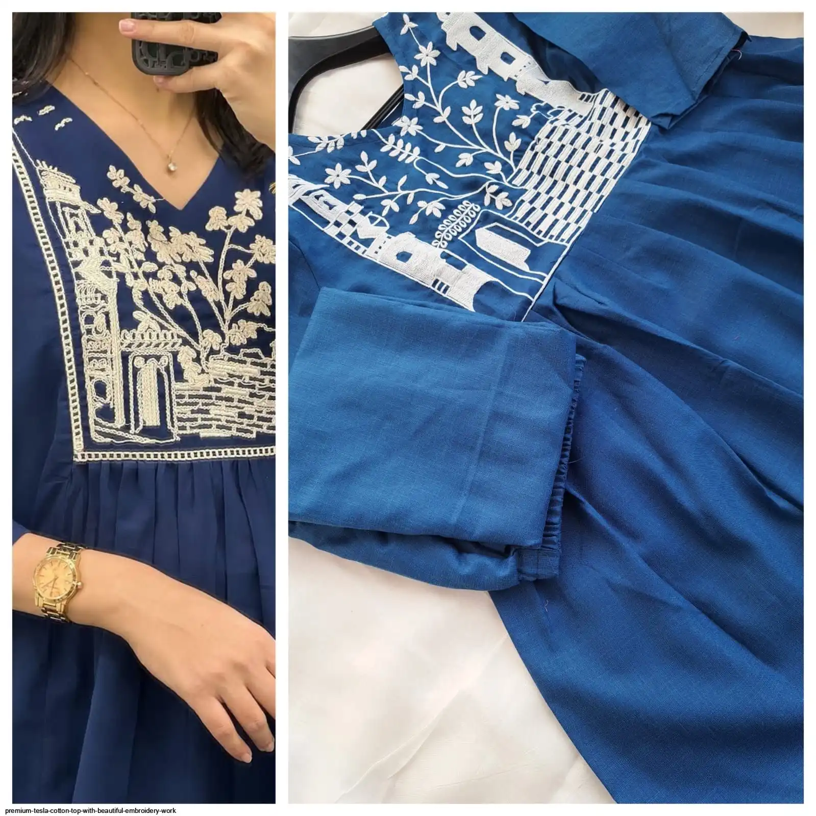 PREMIUM TESLA COTTON TOP WITH BEAUTIFUL EMBROIDERY WORK 3