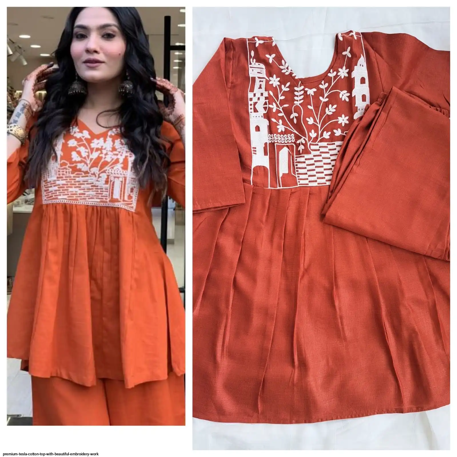 PREMIUM TESLA COTTON TOP WITH BEAUTIFUL EMBROIDERY WORK 4
