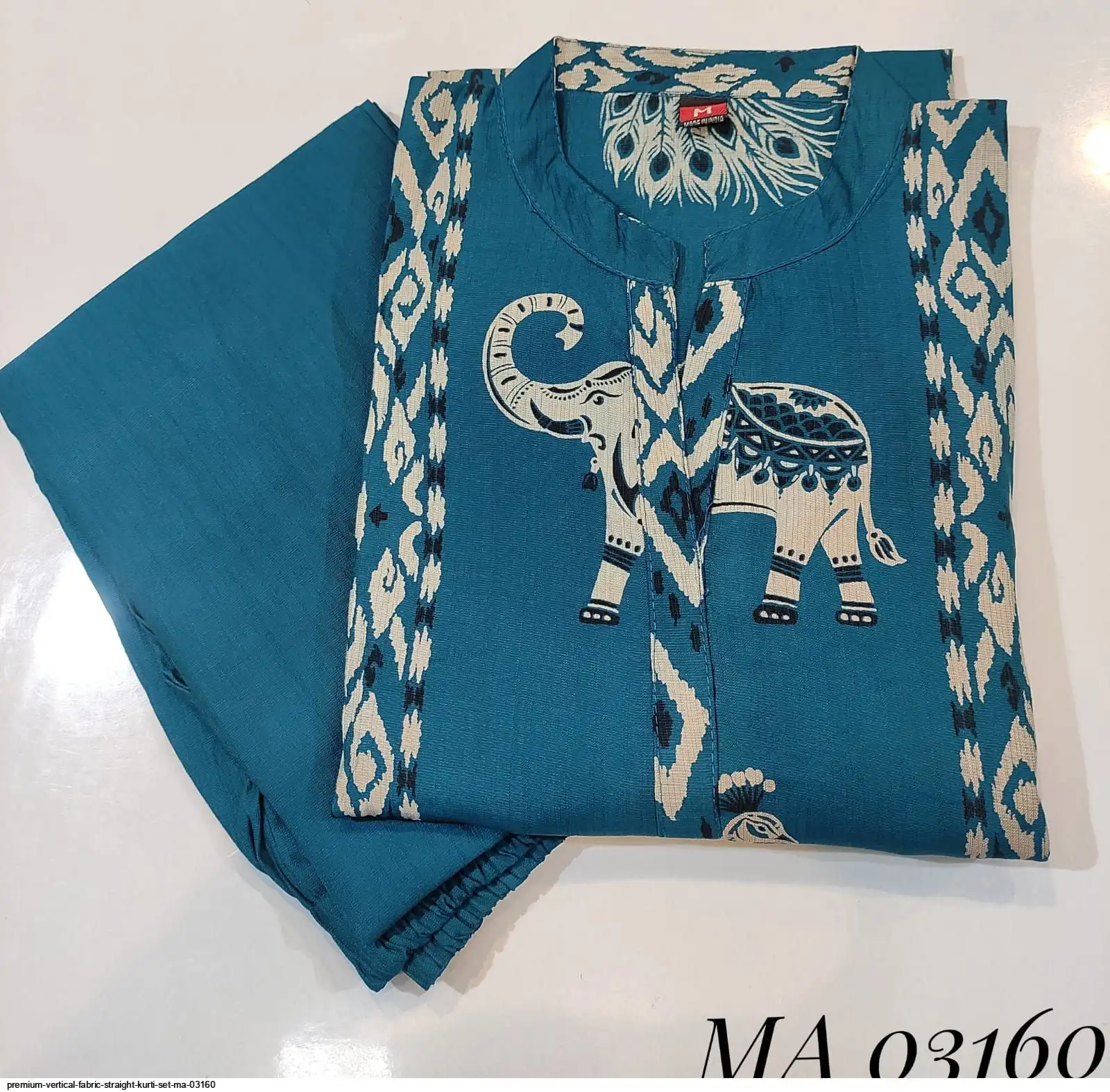 PREMIUM VERTICAL FABRIC STRAIGHT KURTI SET MA 03160 C