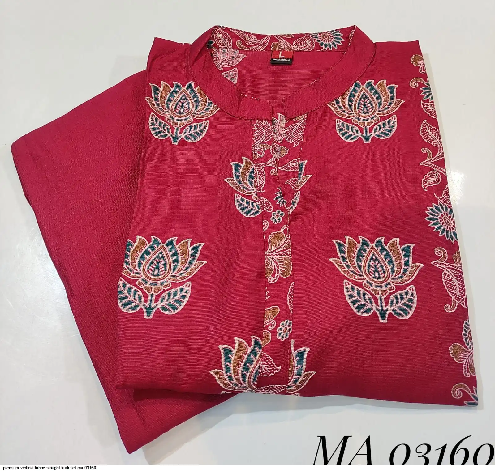 PREMIUM VERTICAL FABRIC STRAIGHT KURTI SET MA 03160 D