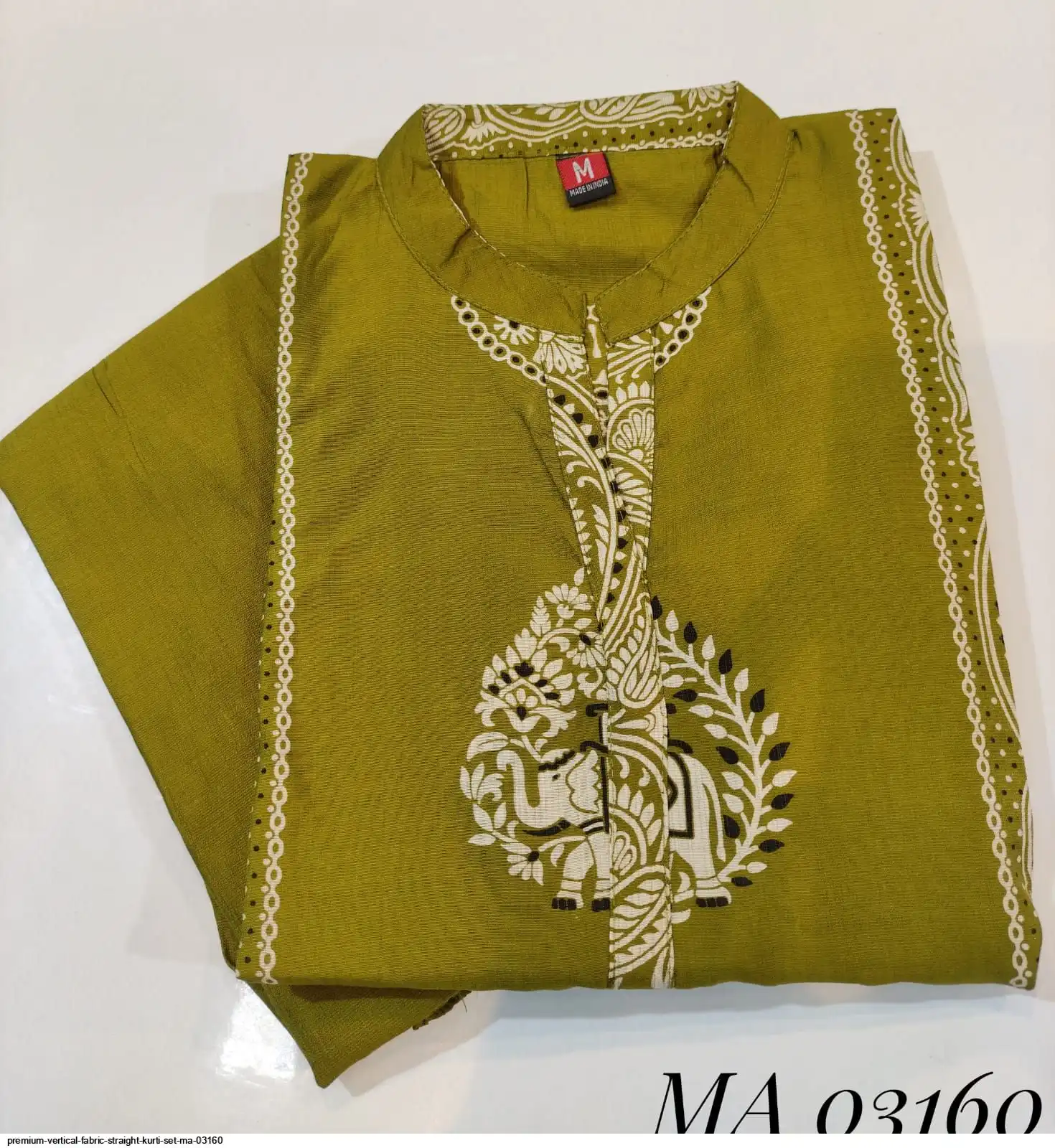 PREMIUM VERTICAL FABRIC STRAIGHT KURTI SET MA 03160 B
