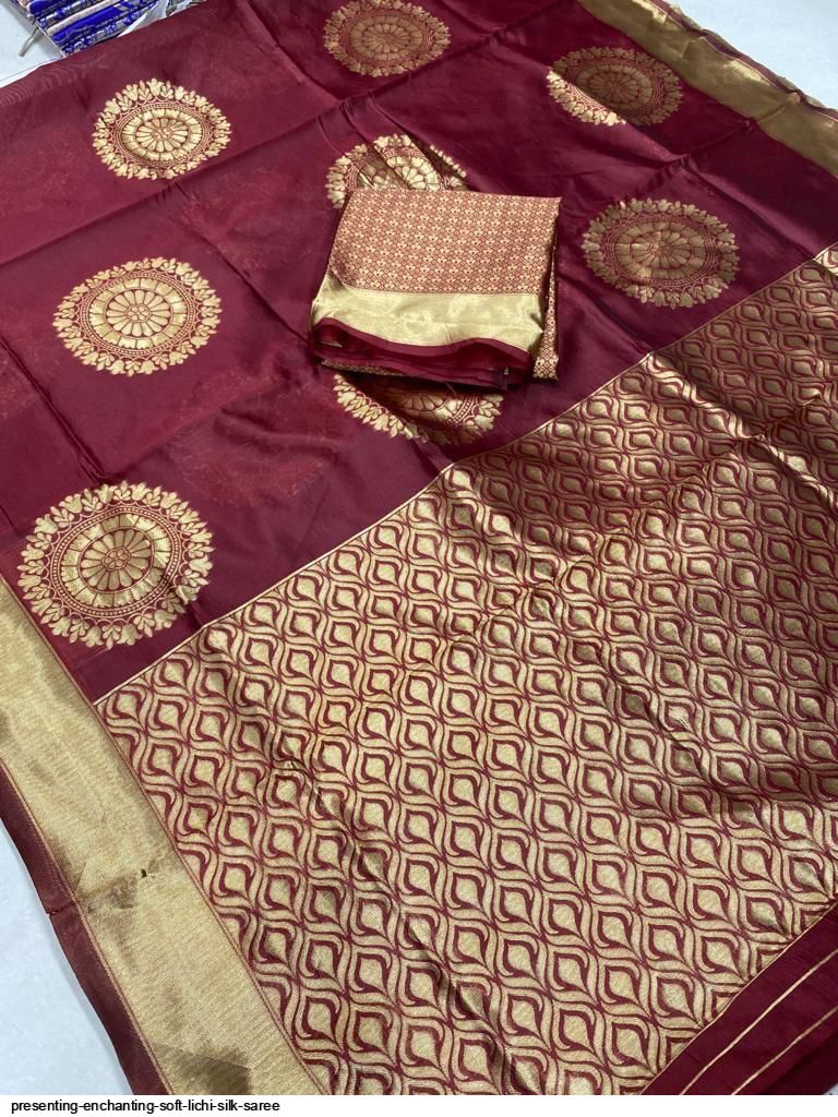 PRESENTING ENCHANTING SOFT LICHI SILK SAREE H