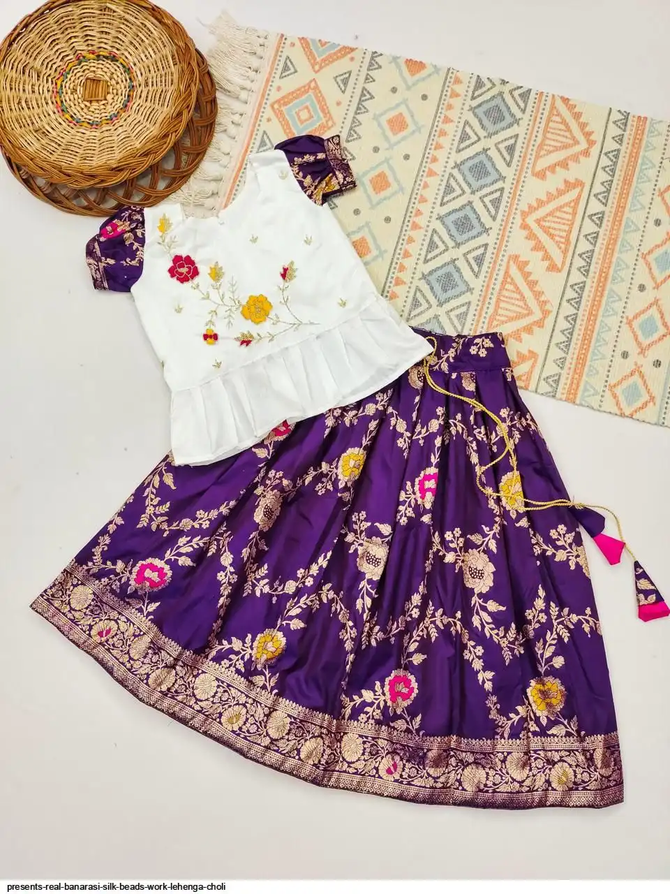 PRESENTS REAL BANARASI SILK BEADS WORK LEHENGA CHOLI C