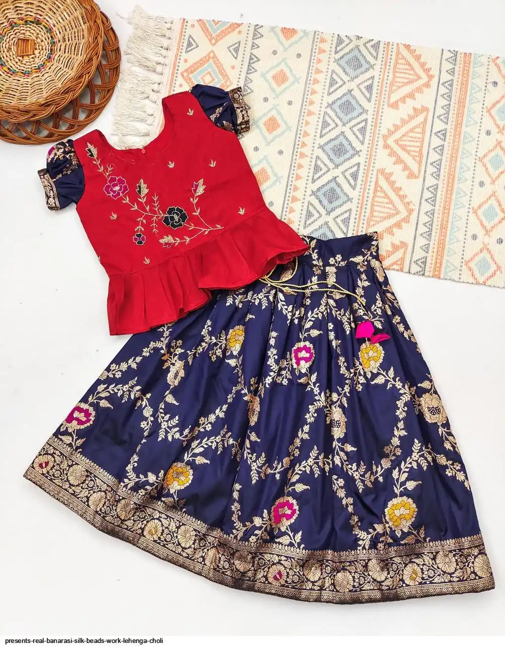 PRESENTS REAL BANARASI SILK BEADS WORK LEHENGA CHOLI D