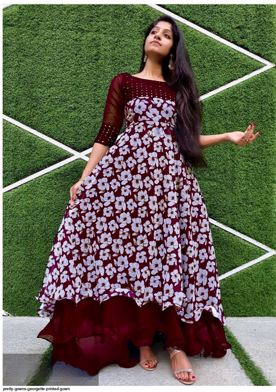 Pretty Gowns Georgette Printed Gown