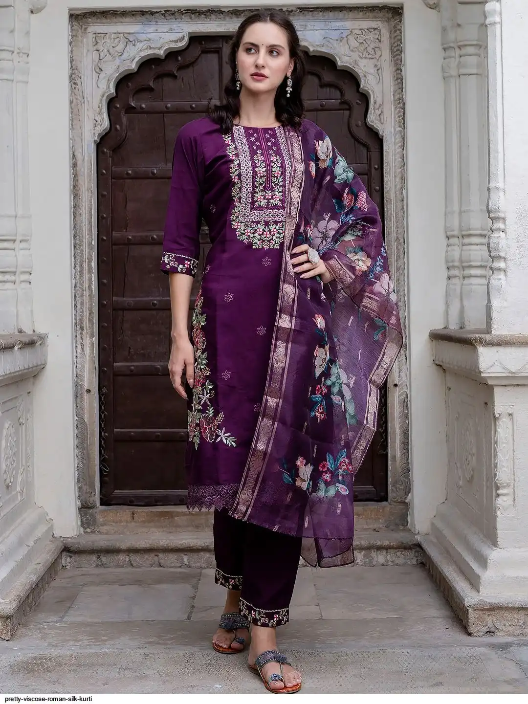 PRETTY VISCOSE ROMAN SILK KURTI