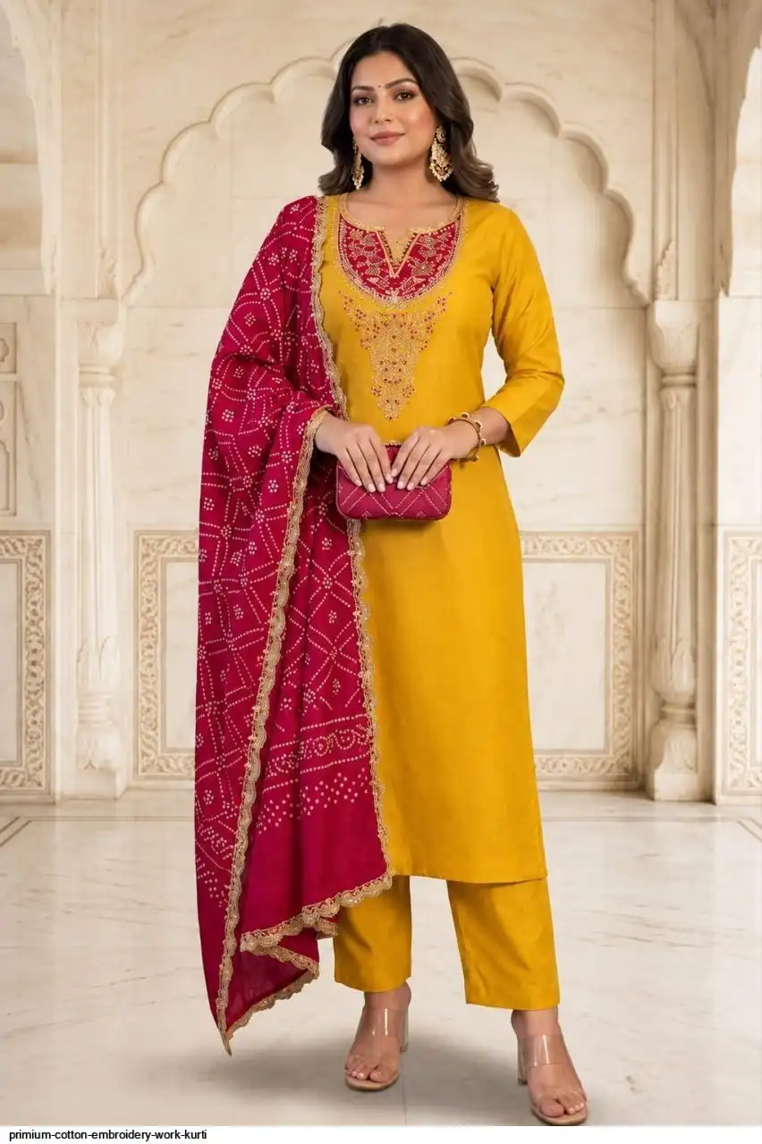 PRIMIUM COTTON EMBROIDERY WORK KURTI 6