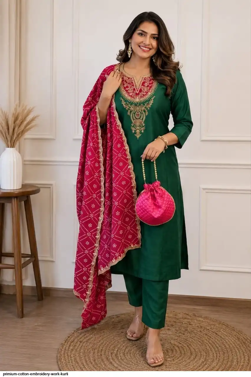 PRIMIUM COTTON EMBROIDERY WORK KURTI 5