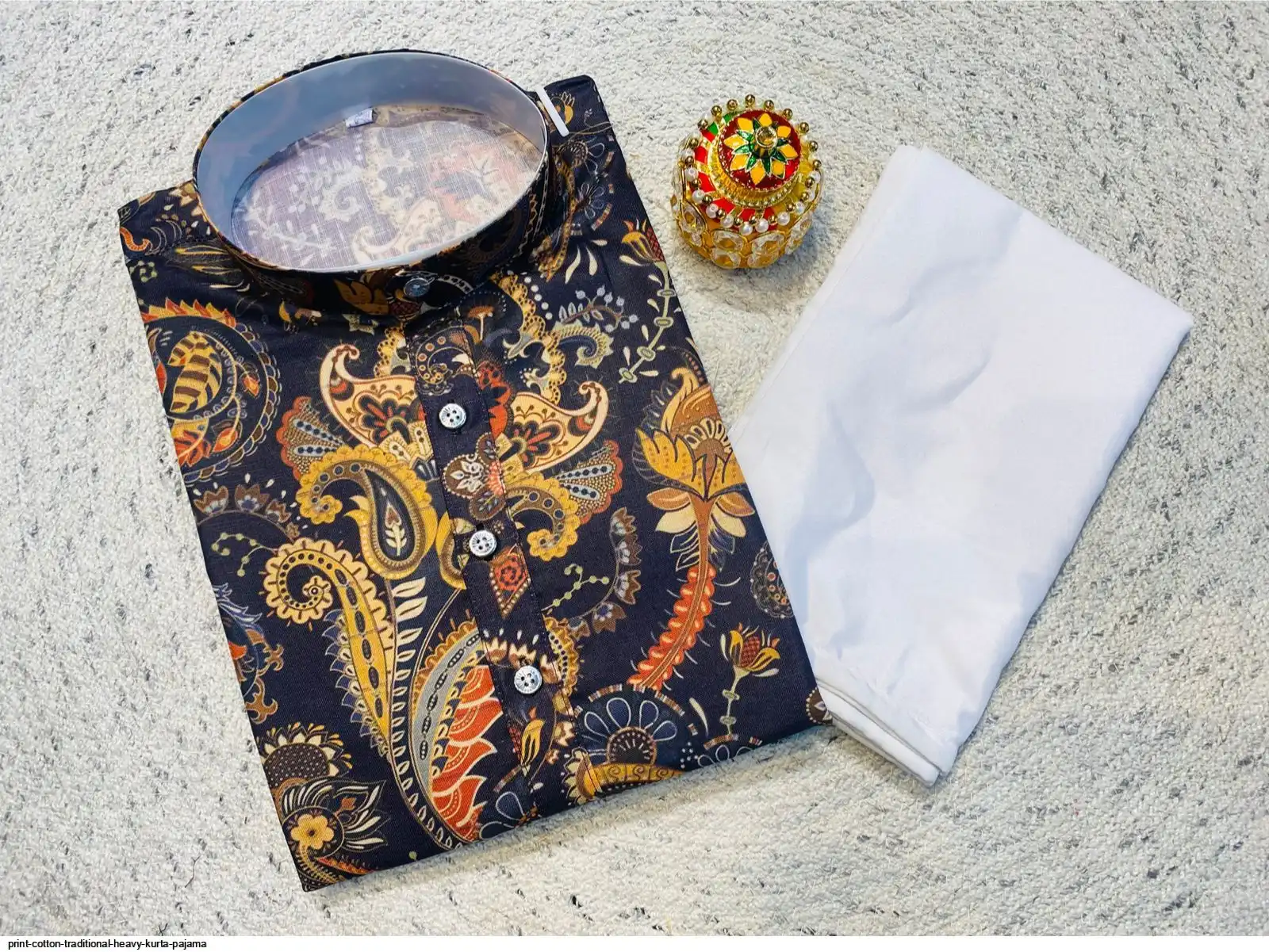 PRINT COTTON TRADITIONAL HEAVY KURTA PAJAMA B